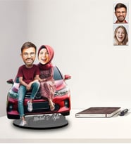 Kişiye Özel Sevgili Tasarımlı Karikatür İki Katmanlı Ahşap Biblo Model-50