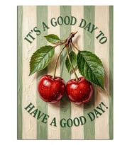 Kirazlı Kupa It's Good Day Yazılı Dekoratif Kanvas - Mdf Ahşap Tablo