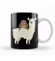 Cute & Funny Sloth Riding Llama Kupa Bardak Porselen