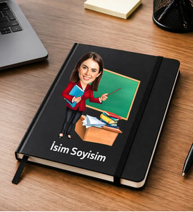 Kişiye Özel Karikatürlü Defter – Fotoğraflı Öğretmen Hediyesi, İsim Yazılı Sevgili ve Özel Gün Hediyesi
