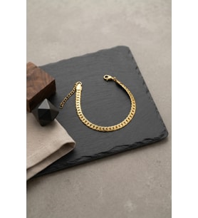 316L Çelik Gold Renk Ezme Cuban Zincir Model Erkek Bileklik