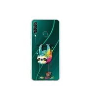 Huawei Y6P ile Uyumlu Splash Tembel Hayvan Tasarımlı Şeffaf Silikon Kılıf