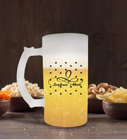 BK Gift Kişiye Özel İsimli Buzlu Cam Bira Bardağı 50cl-4 (Beyaz)