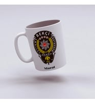 Bekçi Logolu İsim Yazılabilen Kupa Bardak - İsimli Hediye Fikirleri, Bekçilere Hediye Bardak, 330ml, Beyaz (Doğal Beyaz)