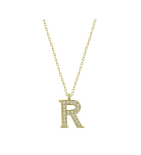 Gümüş Gold R Harfi Kadın Kolye CSR2184231