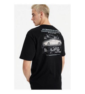 Defacto Boxy Fit Baskılı Siyah Erkek T-Shirt F8126AX/BK81