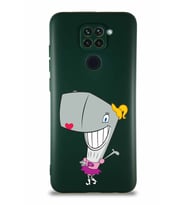 Xiaomi Redmi Note 9 Soft Premier Kapak Pearl Yengeç Tasarımlı Silikon Kılıf - Yeşil (Şeffaf)