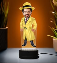 Doğum Günü Hediyesi,Sevgiliye Hediye, Kişiye Özel Fotoğraflı Müfettiş Karikatür 3D Led Lamba (Beyaz)