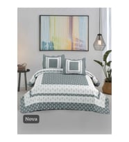 Sofline Çift Kişilik Kapitone Yatak Örtüsü, Klasik Desenli Model - Beste Kahve (250 X 260cm) (Ekru)