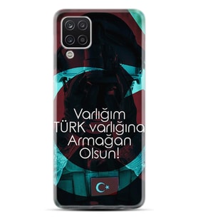 Kılıfland Samsung Galaxy A12 Kılıf Desenli Silikon Resimli Kapak Varlığım Türk Varlığına Armağan Olsun Kılıf 1425