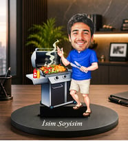Sevgiliye Özel Karikatürlü Mangal Biblo Kişiye Özel İsim Soyisimli Barbekücü Erkek Dekoratif Hediye mangal sevenlere hediye
