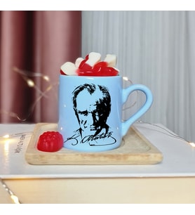 K. Atatürk Tasarımlı  Mavi Türk Kahvesi Fincan