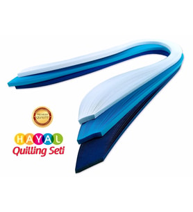 Gökyüzü Serisi 2 Farklı Ton Mavi ve Beyaz Renkli 300 Adetli Quilling Kağıdı