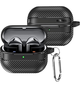 Samsung Galaxy Buds3 / Galaxy Buds3 Pro ve Galaxy Buds 3 FE Uyumlu Karbon Fiber Hybrid Polymer Technology Kulaklık Kılıfı (Siyah)