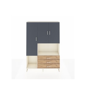 Arges Dolap 6 Raflı 3 Çekmeceli 3 Kapaklı 132x30x195 Aytaşı-Antrasit/Çam