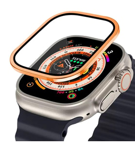 BİNANO APPLE WATCH ULTRA 49MM METAL ÇERÇEVELİ EKRAN KORUYUCU TURUNCU