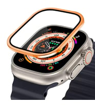 BİNANO APPLE WATCH ULTRA 49MM METAL ÇERÇEVELİ EKRAN KORUYUCU TURUNCU