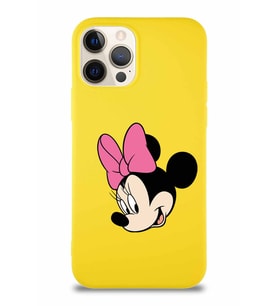 Apple iPhone 12 Pro Soft Premier Kapak Minnie Mouse-B Tasarımlı Silikon Kılıf - Sarı (Şeffaf)