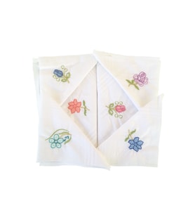 Hediyelik İşlemeli Bayan Mendili 12 Adet 28x28 cm 100 Pamuk