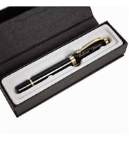 Kişiye Özel Kutulu Gold Detaylı Siyah Roller Kalem