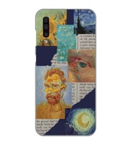 Samsung Galaxy A30S/A50/A50S Uyumlu Vincent van Gogh Kolaj Desenli Şeffaf Telefon Kılıfı