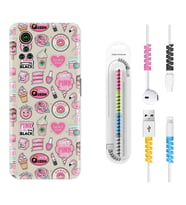 General Mobile GM 21 Pro GM 22 Pro Plus Kılıf Kablo Koruma Spiral Silikon Donut Flamingo 1415