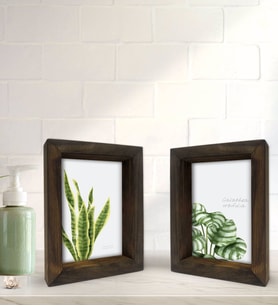 Bk Gift Banyo Dekoratif 2'li Doğal Masif Ahşap Çerçeve 15x20cm-16 (Beyaz)
