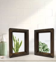 Bk Gift Banyo Dekoratif 2'li Doğal Masif Ahşap Çerçeve 15x20cm-16 (Beyaz)