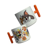 TOM VE JERRY VE LOONEY TUNES ÇİZGİ FİLM KARAKTER TEMALI KUPA BARDAK (Beyaz-Turuncu)
