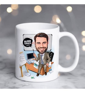 Kişiye Özel Karikatürlü Erkek Profesör Kupa Bardak