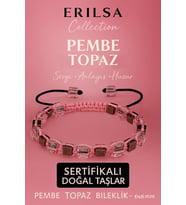 Sertifikalı Doğal Terahertz - Pembe Topaz Taşı Bileklik 6x6 mm - Sevgi ve Huzur Taşı (Çok Renkli)