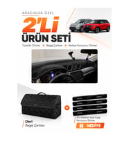 e-biz SUZUKI GRAND VİTARA (2013-2025) Uyumlu Torpido Örtüsü + Deri Bagaj Çantası - Siyah - SZ006