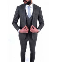 Jan Carlucci Slimfit Yelekli Drop 6 Takım (Koyu Gri)