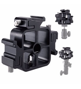 Tripod veya Işık Standı İçin 3 Flaş Sabitleme Adaptörü (Siyah)