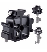 Tripod veya Işık Standı İçin 3 Flaş Sabitleme Adaptörü (Siyah)