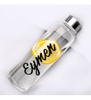 Kişiye Özel Cam Su Şişesi Matara Suluk İsme Özel Eymen 500 ml - Kılıf Hediyeli
