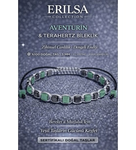 Sertifikalı Aventurin Taşı Bileklik - 5 mm Küp Kesim Terahertz Doğal Taş Ayarlanabilir Unisex (Çok Renkli)