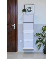 Eliusta Slim 4 Düşer Kapaklı 52 cm Beyaz Asma Ayakkabılık Kapı Önü/Antre 52x156x26 cm Ayakkabılık