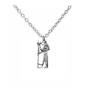 Anubis Figürlü Unisex Kolye – 60 cm Zincirli, Mısır Mitolojisi Tasarımı (Gümüş)