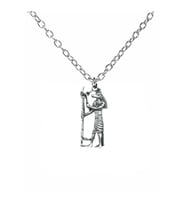 Anubis Figürlü Unisex Kolye – 60 cm Zincirli, Mısır Mitolojisi Tasarımı (Gümüş)