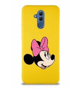 Huawei Mate 20 Lite Soft Premier Kapak Minnie Mouse-A Tasarımlı Silikon Kılıf - Sarı (Şeffaf)