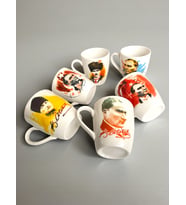 Dekoratif Mustafa Kemal Atatürk Baskılı 6 adet Porselen Kupa - Mug - Kahve Fincanı