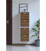 Eliusta Slim 4 Düşer Kapaklı 52 cm Ceviz Asma Ayakkabılık Kapı Önü/Antre 52x156x26 cm Ayakkabılık