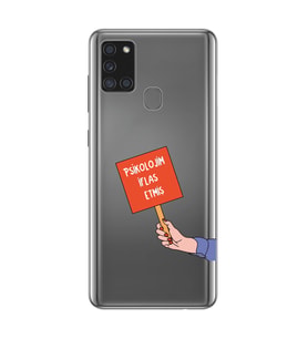 Samsung Galaxy A21S Uyumlu Psikolojim İflas Etmiş Tasarımlı Şeffaf Telefon Kılıfı