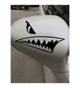 Köpekbalığı Diş Dikiz Ayna Sticker 1 Çift 8*20 Cm