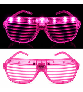 LED Işıklı Panjur Parti Gözlüğü Pembe Renk Gözlük