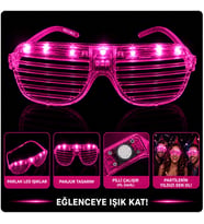 LED Işıklı Panjur Parti Gözlüğü Pembe Renk Gözlük