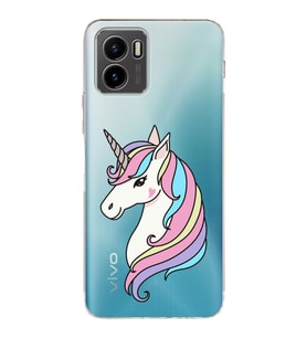 Vivo Y15s 2021 Uyumlu Kamera Korumalı Kapak Unicorn Tasarımlı Şeffaf Silikon Kılıf