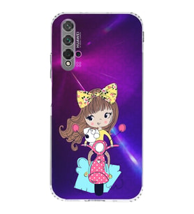 Huawei Nova 5t Uyumlu Kamera korumalı Kapak Vespagirl Tasarımlı  Şeffaf Kılıf