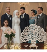 DÜĞÜN-NİŞAN- MİSAFİR HATIRA ANI KUTUSU-DEFTERİ HAYAT AĞACI 45CM ŞEFFAF PLEKSİ ŞÖVALE VE KALEM HEDİYELİ